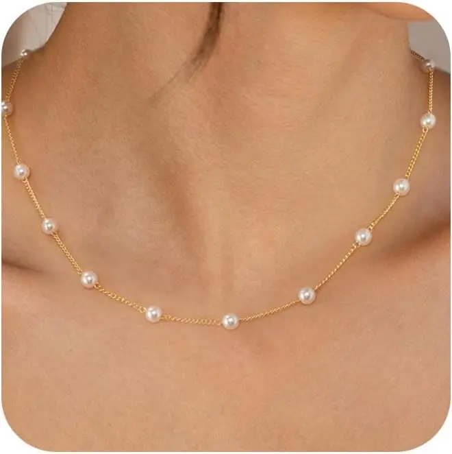 Dainty  Pendant Necklaces for Women 14K  Plated Handmade Layered  Chain Necklace Delicate Layered Freshwater  Necklace Everyday
