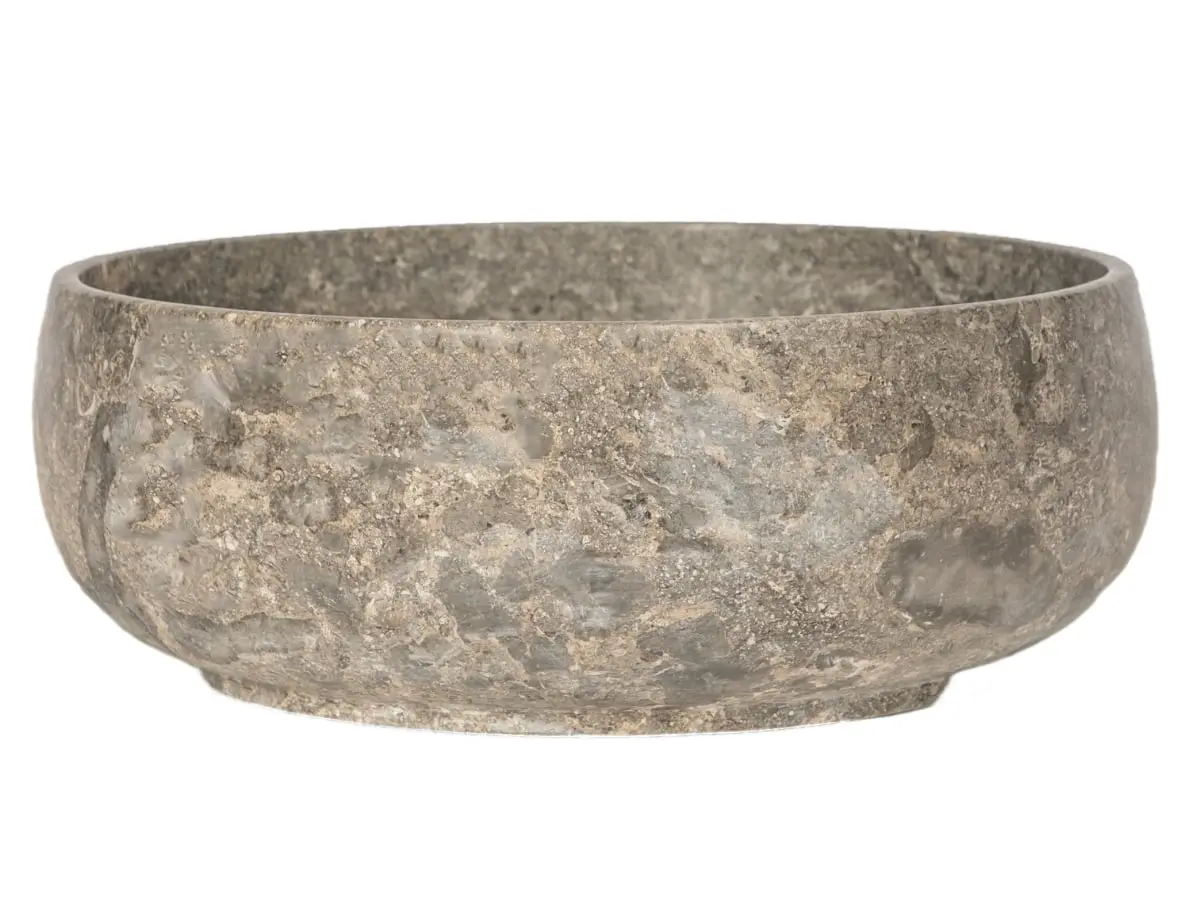 Eden Bath EBS049GM-P Gray Marble Gral Round Countertop Vessel Sink, Countertop Vessels
