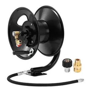Tool Daily Pressure Washer Hose Reel, 100/150 FT Heavy Duty Steel Hose Reel for Power Washer - Upgrade Industrial Steel Frame and Reinforced Version Hose Inlet, ChristmasGift