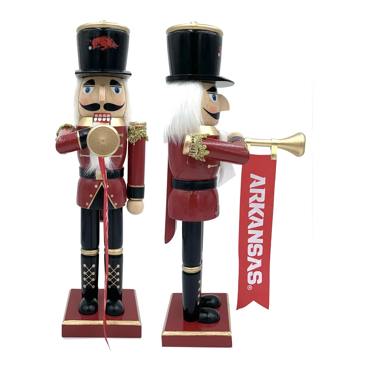 212 MAIN 14 in. Hand-Made Hand-Painted Wooden Arkansas Bugler Nutcracker - Sparkling Horn Unisex Ornaments, Home Supplies, Collectibles, Arkansas Team Game Day Horns Nutcracker Statue Christmas Decor
