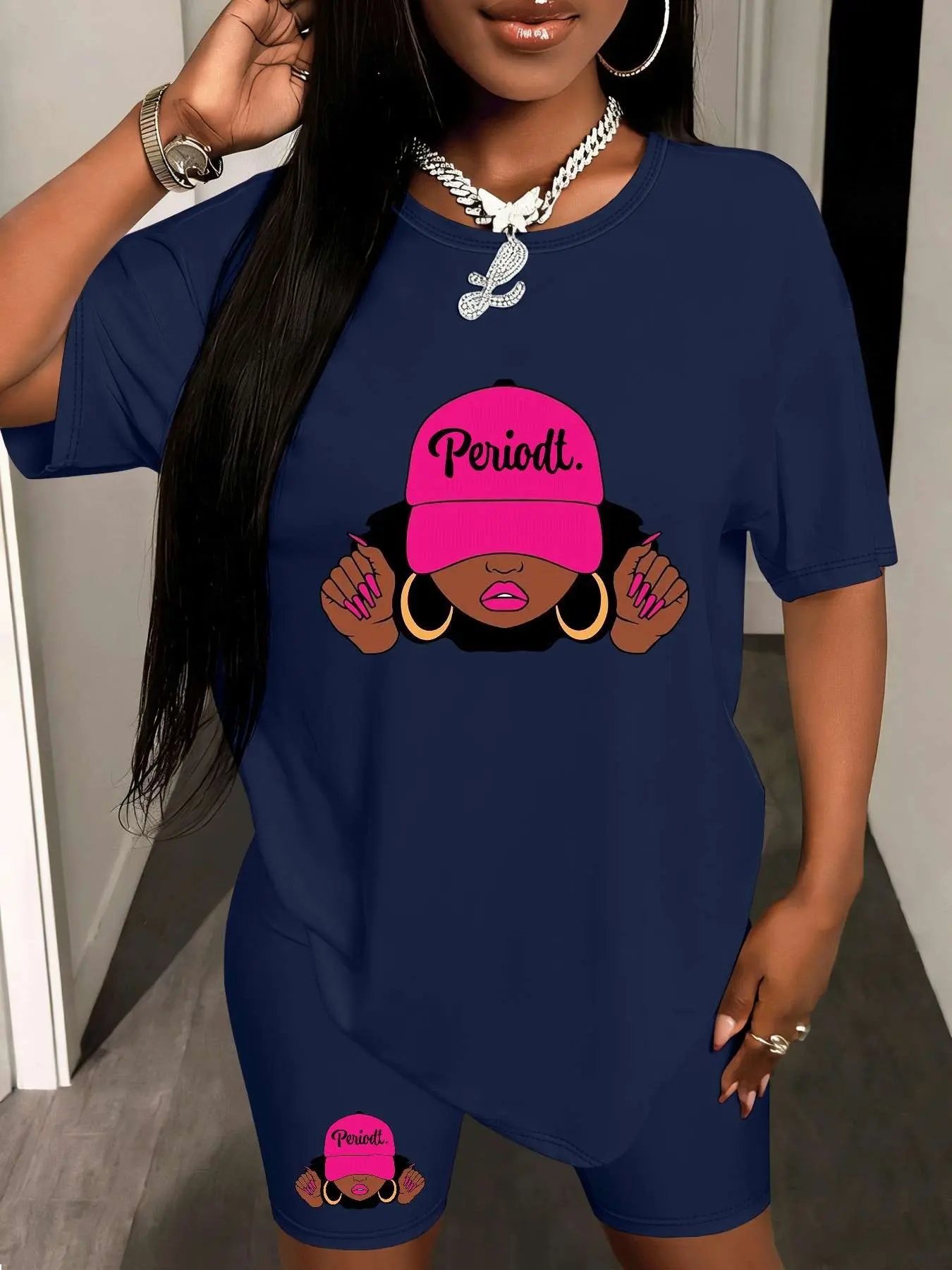 Personalized print pattern Women's Summer Casual 2-Piece Leisure Sports Set, Casual Sporty Design, Stylish Print Comfortable for Daily Wear, Trendy Ladies Fashion Must-Have, Workout Sets, Casual Sporty Set, Letter Print Sweatsuit