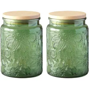 ANSQU Vintage Glass Kitchen Storage Jar Set of 2 23.7 FL OZ Gass Canisters with Airtight Lids for Tea Coffee Sugar Flour and Candy Decorative Vase for Holiday Gifts and Christmas