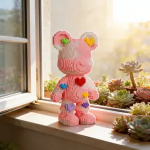 Rainbow Bear 3D Animal Shape Puzzle Building Block Animals Decor for Home and Office, Perfect Gift for Holidays and Parties, Unique Handcrafted Statue for Display