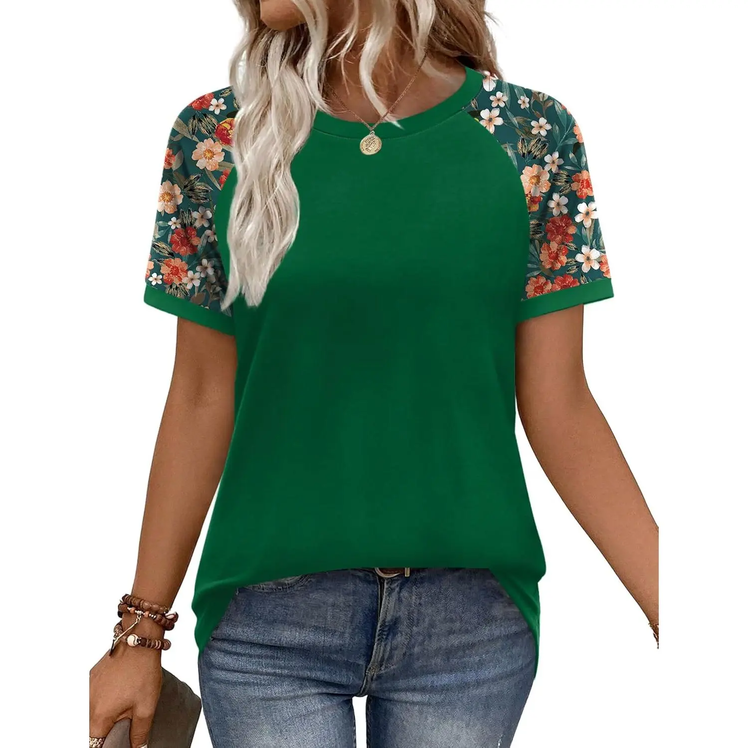 Women's Assorted Color Block Style T-Shirt - Seamless Cut Raglan Short Sleeves, Comfortable Rayon Blend Fit, Lightweight Basic for Layering with Jackets/Valentine's Day, Bold Graphic Comfy Casual Top, Comfortable Fit