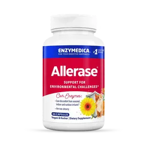 Enzymedica Allerase, Advanced Enzyme Supplement for Seasonal Mucus Buildup Relief, Non-Drowsy Formula, 60 Capsules Seasonal Allergies Allergy Supplements Supplement