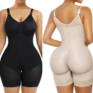 Body-Sculpt Colombian Women's Shapewear Bodysuit Backless with Bra Cup Faja Waist Trainer Full Body High Waisted Butt Lifting Tummy Control Slimming Jumpsuit with a zippered crotch and detachable shoulder straps Elegant Womenswear Chic Compression