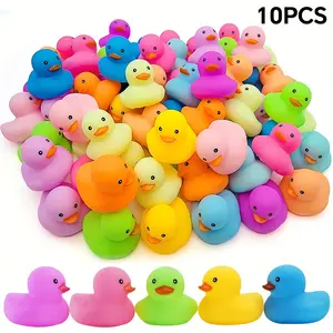 10 Piece Colorful Durable Rubber Ducks, Bathroom Shower Toys, Bath Time, Summer Beach and Birthday Party Pool Toys, Party Decorations and Gifts