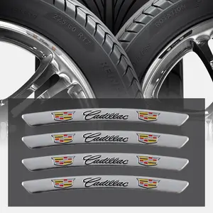 4Pcs Aluminum Logo Car Wheel Rim Hub Sticker Automotive Decoration Car Decoration For Cadillac Escalade CTS ATS XTS CT4 CT5 XT5 XT4 XT6 CT6 Lyriq SRX ELR Celestiq EXT XLR