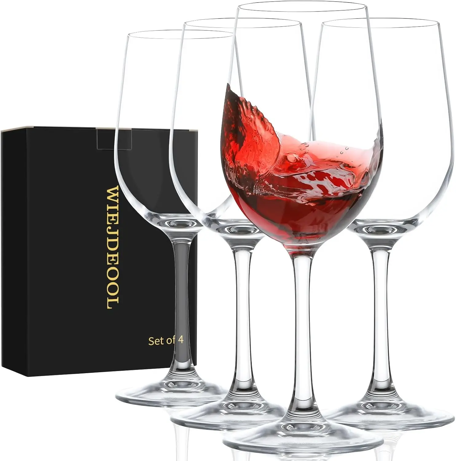 Red Wine Glasses Set of 4, 11oz, Premium Crystal Wine Glasses Hand Blown, Unique Birthday Gift or Wedding Anniversary Gift