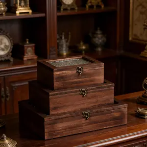 Vintage Paulownia Wood Jewelry Box, Lockable Jewelry Organizer, Small Decorative Storage Box, Desktop Organizer, Tea Set Box, Nordic Style Drawer Holder