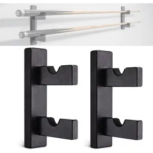 Pool Stick Holder Wall Mount Pool Stick Rack Billiard Cue Racks, Horizontally displays two billiard cues on the wall, Suitable for organizing billiard table accessories and equipment (1 pair)