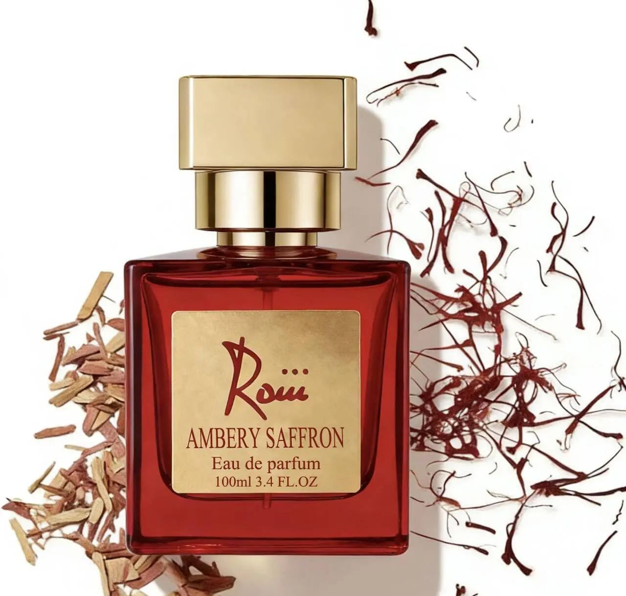 Ambery Saffron Eau de Parfum for Women, Fruity Floral Fragrance with Jasmine, Cedarwood, and Amber Notes, Inspired by Baccarat Rouge 5.40, 100ml Spray, Floral Perfumes, Fruity Floral Fragrances