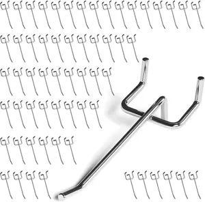 60 Pack 4 Inch Metal Pegboard Hooks, Fit 1/4 in and 1/8 in Peg Board Organizer Accessories No brand