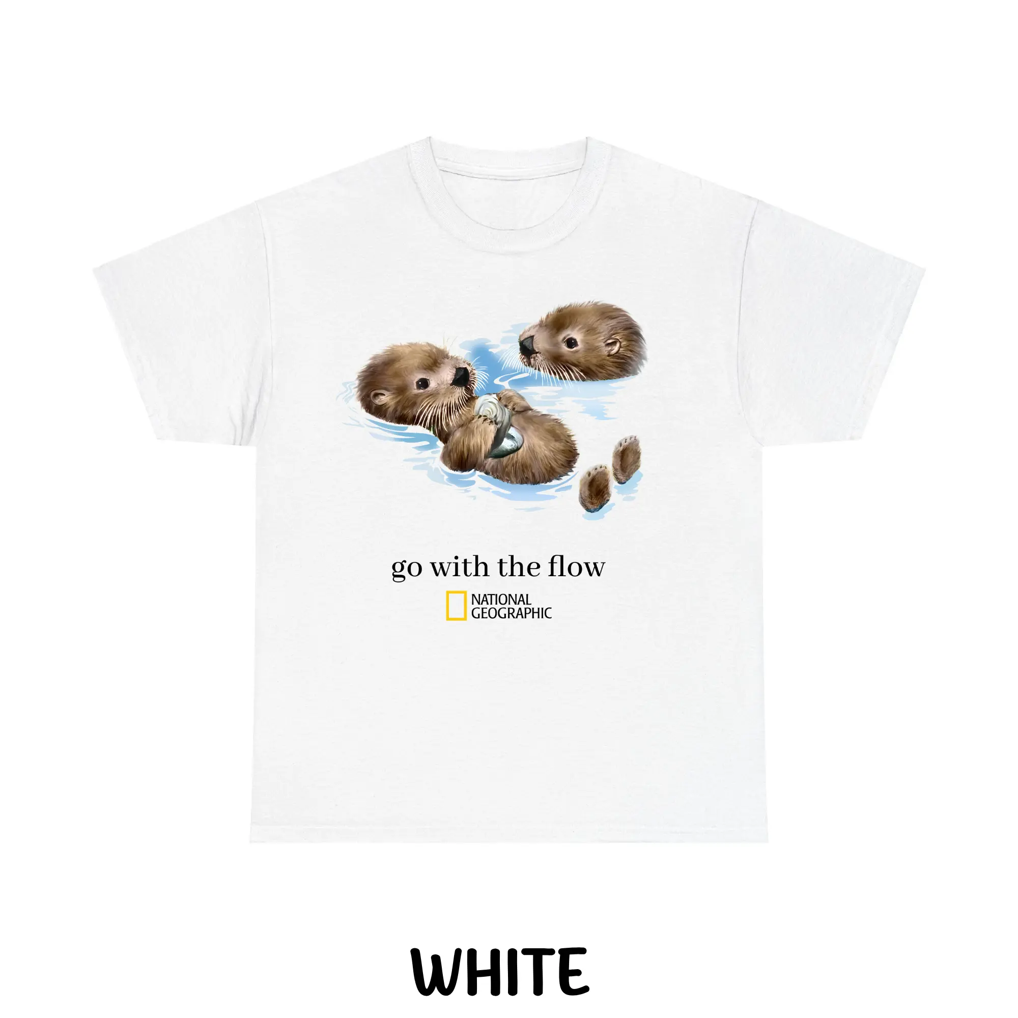 National Geographic “Go With The Flow” Vintage Graphic Tee, Nature Inspired T-Shirt, Outdoor Adventure Shirt, Unisex Cotton Casual Streetwear Top