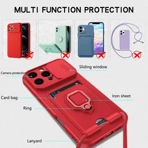 Lightweight Multifunctional Protective Case, Lens Slide Cover, Anti-Scratch Stand Ring, Full Coverage, Shockproof, Compatible with Samsung S21 S22 S23 S24 S25 Pro Plus Ultra FE Edge Series