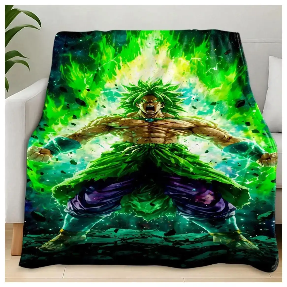 Dragon Ball Super Broly Ultra Form Battle Blanket, Dark Starry Sky & Bursting Flame, Muscle Straining Body, Precision Role Reenactment, Custom Image Blanket, Cozy Throw Blanket Suitable as a gift sizes 60*80,30*40 ,40*50 50*60