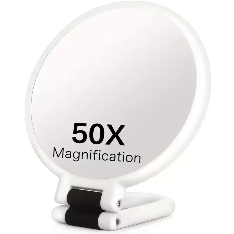50x Magnifying Dual-Sided Handheld Mirror, Double Sided Mirror with Adjustable Stand and Travel Case, Foldable Makeup Mirror for Precision Grooming, Travel Hand Mirrors
