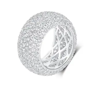 GEMSME 12MM Cubic Zircon​ Ring Eernity Band Christmas, New Year, Birthdays, Weddings, Anniversaries, Valentine'S Day, Mother'S Day, Unisex.ARS11200W Round Cz Gold Plated Rings