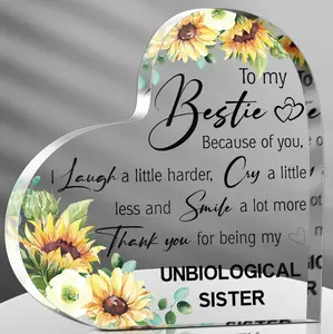 Friends Gifts for Women Friendship Bestie Plaque for Female Best Sunflower Flower Sister Gift Christmas Birthday Thank You Gift for Women Acrylic Friendship (Charming Style)