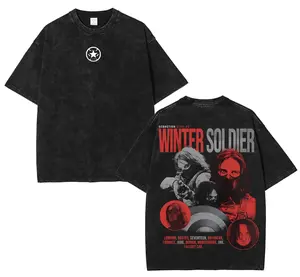 Winter Soldier Lightweight Acid Washed Tee, Bucky Barnes Vintage Shirt, Retro 90s T-shirt, Bootleg Movie Tee, The Winter Soldier 1917, Men Gifts Clothes