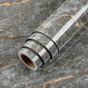 1 roll[23.62*393.70IN] marble countertop contact paper, oil resistant, heat resistant, waterproof kitchen crack marble contact paper, self adhesive peel wallpaper, kitchen countertop cabinet furniture removable stickers, texture variety
