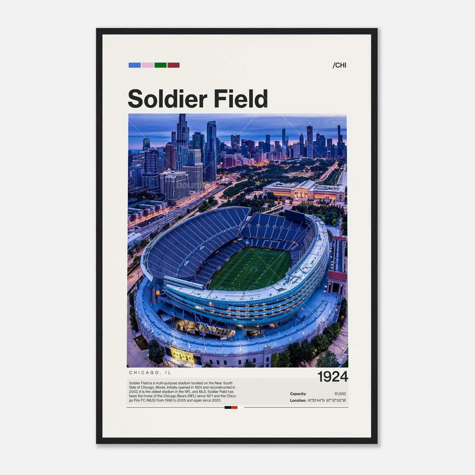 Soldier Field Poster, Stadium Poster, Sports Poster