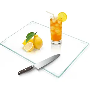 Tempered Glass Cutting Board for Kitchen Counter, Glass Cutting Board with Non-Slip Feet, Heat Resistant, Non-Slip, Scratch Resistant, Shatter Resistant (12x16inch)