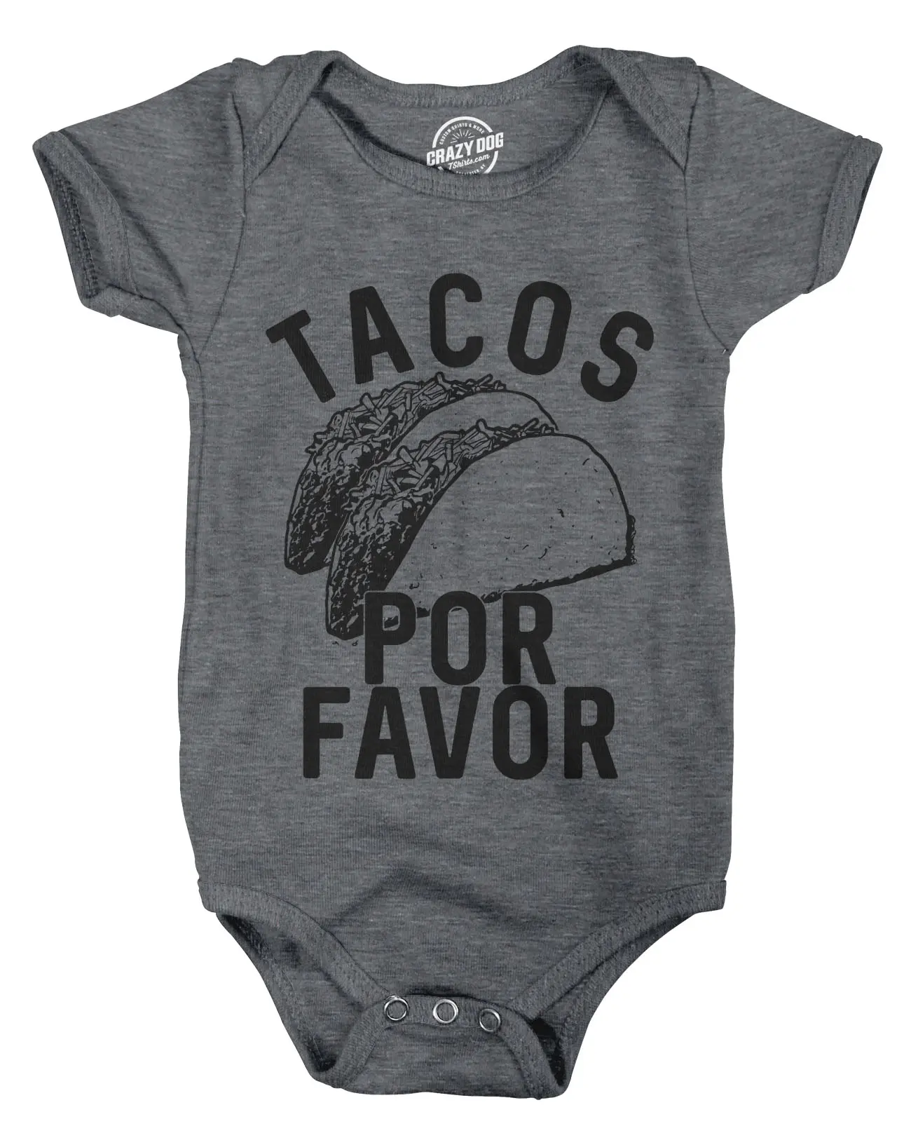 Creeper Tacos Por Favor Funny Shower Gift for Newborn Baby Shirt Toddler Funny Baby Onesies Cinco De Mayo Clothes for Baby Funny Food Onesie Novelty Onesie Dark Grey
