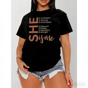 Casual Spring and Summer Letter Print Women's Short Sleeve Crew Neck T Shirt