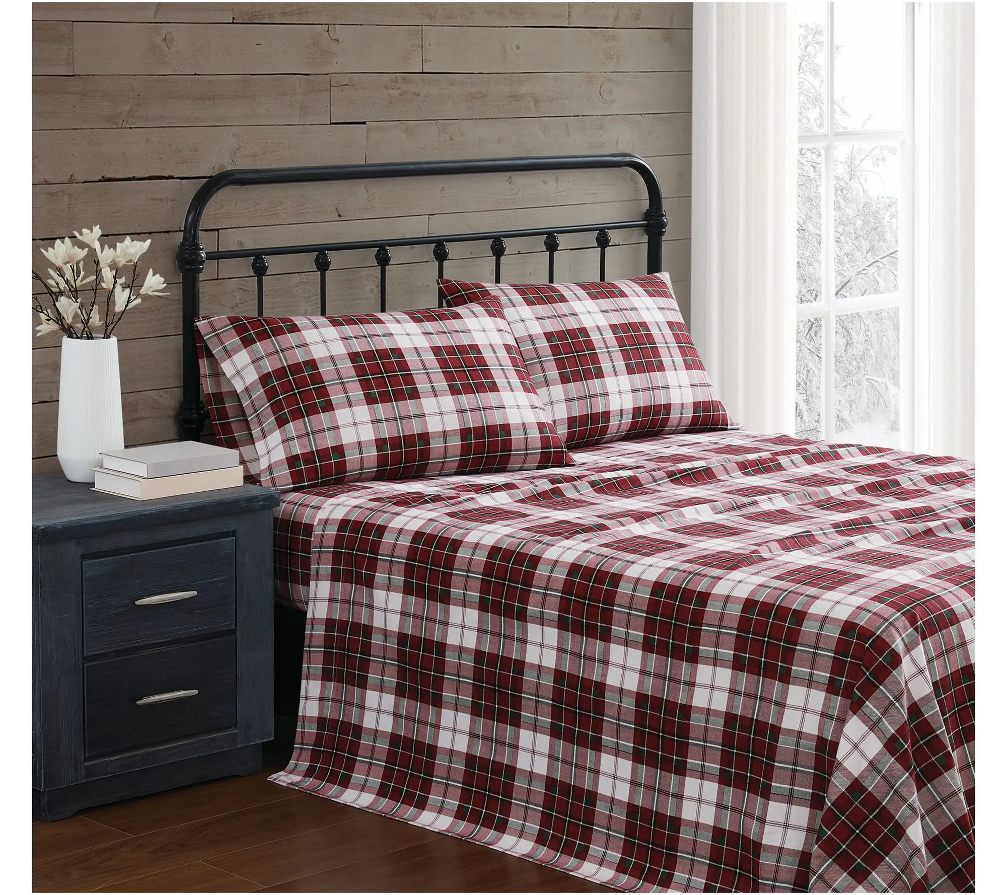 Truly Soft Holiday Plaid King Flannel Sheet Set