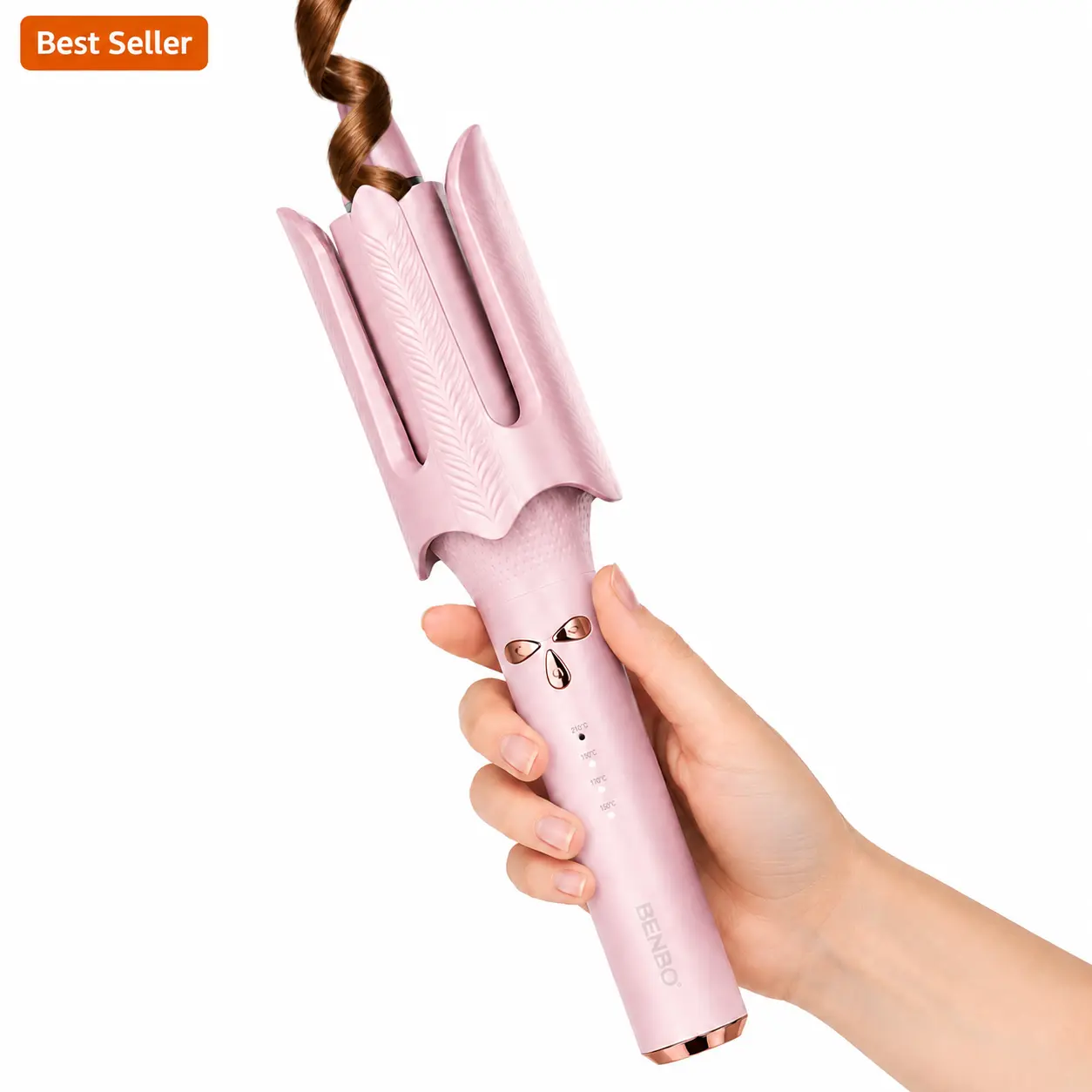 Automatic Rotating Curling Iron, 1.25-Inch Ceramic Hair Curler with 4 Heat Settings & 3 Timer Settings, Anti-Tangle, Anti-Scald and 30-Min Auto Shutoff, Easy Loose Curls and Beach Waves, Pink