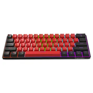 Snpurdiri 60% Wired Mechanical Keyboard, Mini Gaming Keyboard with 61 Red Switches Keys for PC, Windows XP, Win 7, Win 10 (Black-Red, Red Switches)