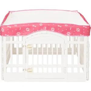 Dog Playpen Mesh Top Cover for 36 Inch 4 Panels Pet Playpen, Playpen Not Included, Dog Crate Cover Pet Tent Puppy Play Pen Cover, Ideal for Indoor Outdoor Use, Pink