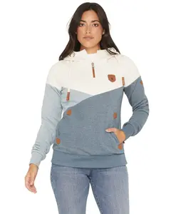 Wanakome Women's Women'S Roxy Color Block 1/2 Zip Pullover Hoodie - Roxy-5124-Indigo