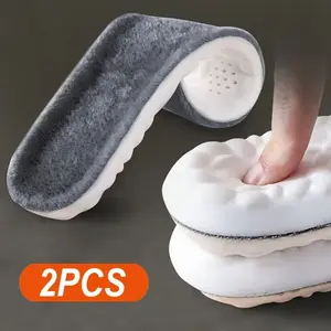 Thickened 4D-Style Cloud Shoe Insoles, Work Boot Insoles, Fleece Lined, Warm & Breathable, Temperature Regulating, Moisture-Wicking for Winter Boots & Snow Boots