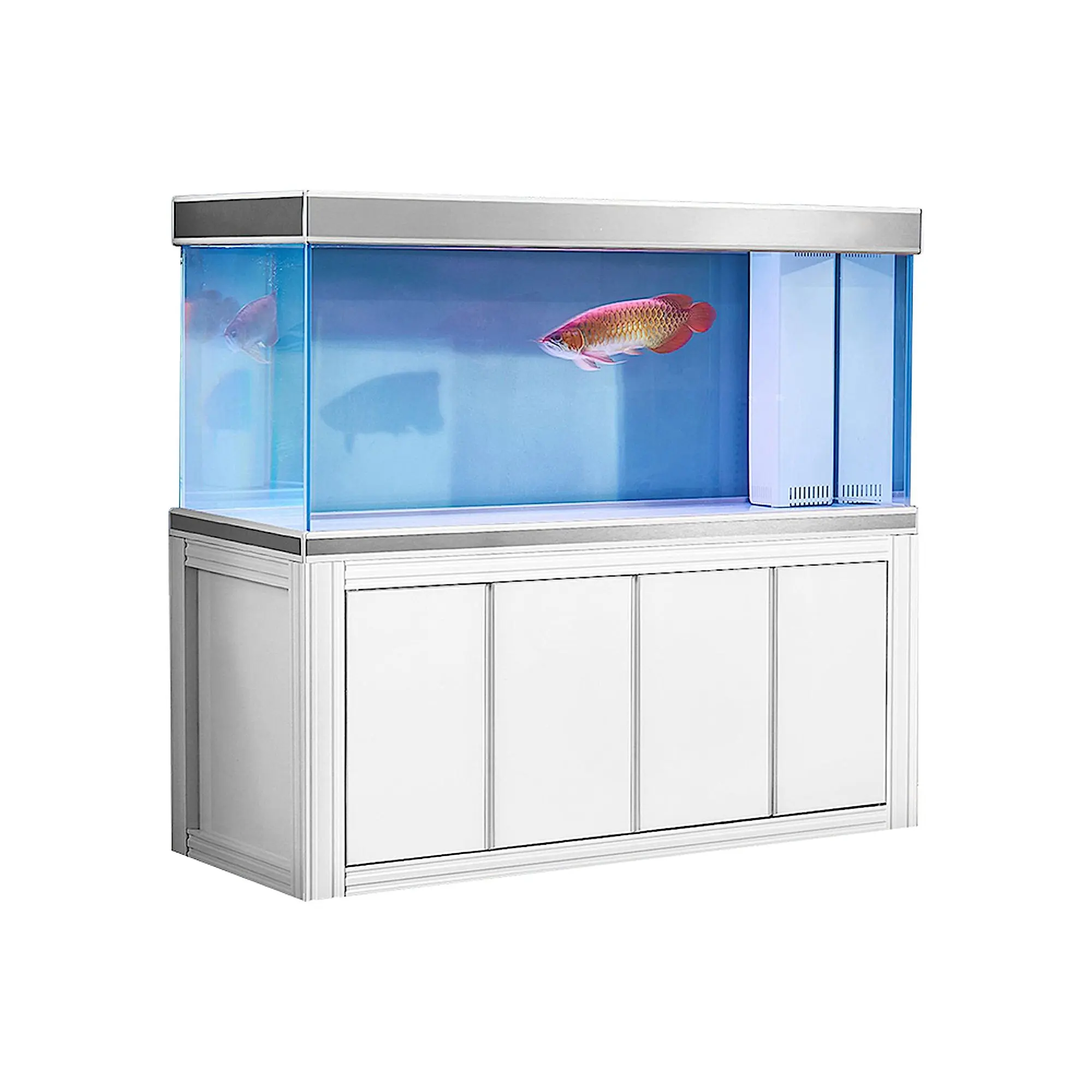Aqua Dream 235 Gal Classic Tempered Glass Aquarium Complete Bundle - Prebuilt Aluminum Stand, LED Light, Sump Filtration System, Built-in Filter Media Divider, Water Tank for Marine Pets, Glass Aquarium Aquariums