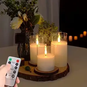 3-Piece Flameless LED Candle Lights, Remote Control & Timer, Battery Powered, Decorative Ambiance Lighting, Ideal for Home Decor, Weddings, Christmas, Halloween