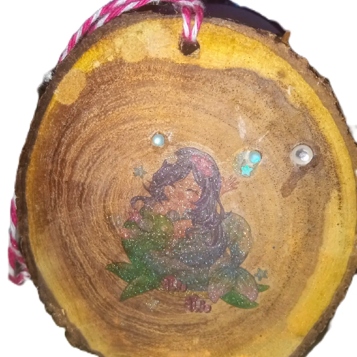Mesquite Wood Slice Floating Mermaid Picture