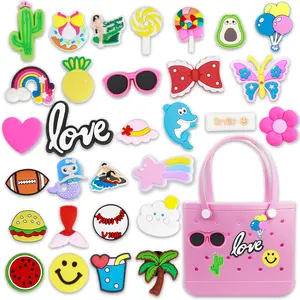 BASIC SUPPLY L-BR011  16pcs/30pcs Bogg Bag Charms, Beach Accessories Cute Charms for Bogg Bag Rubber Tote Beach Bags, Flowers Letters Baseball Butterfly Decoration Charm for Girls Women