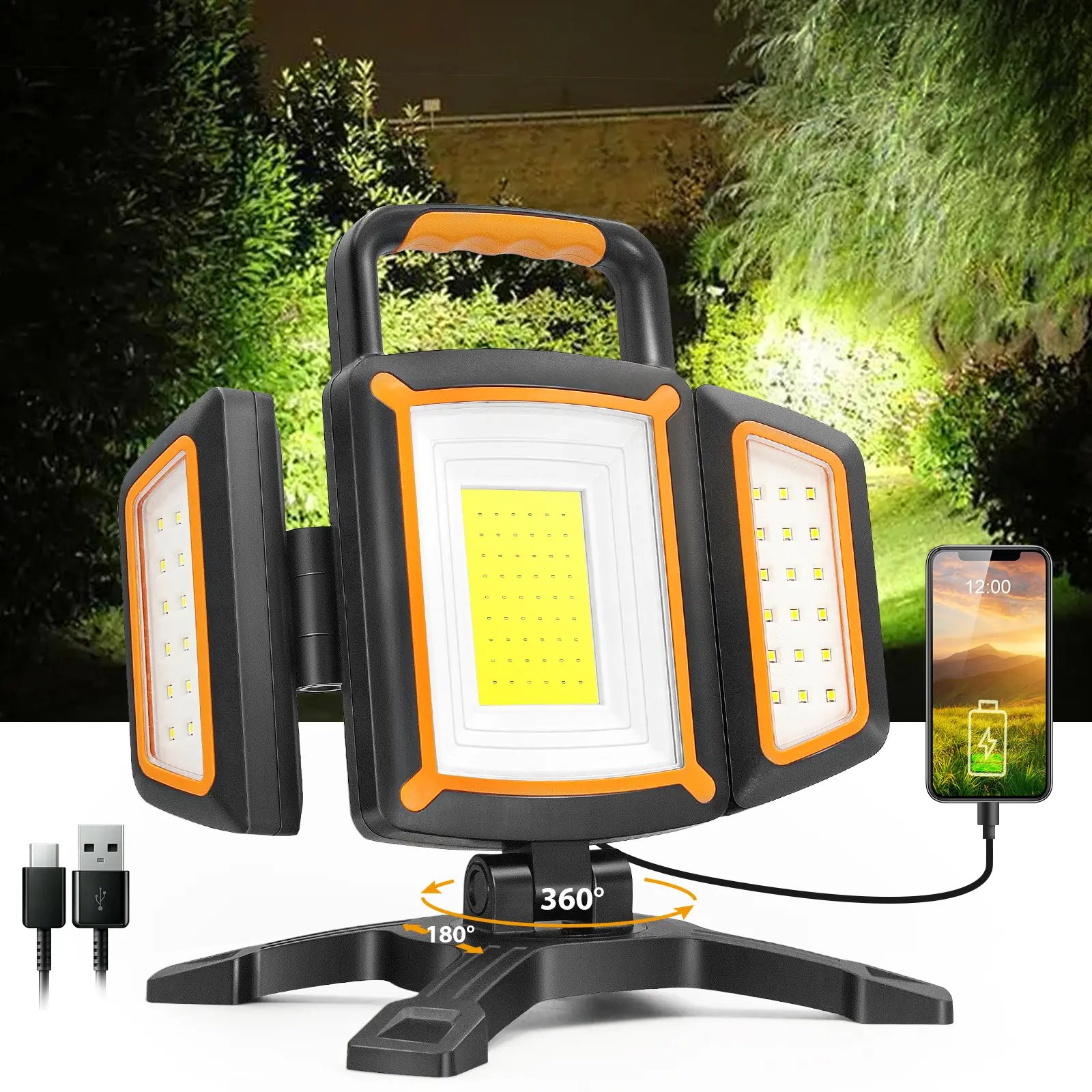 Tresda 30W Rechargeable LED Work Lamp - 3000lm Work Beam, Magnetic Snapon, Cordless Freedom, Waterproof, Battery-Powered Portable Lighting Tool for Construction Sites, Workshops