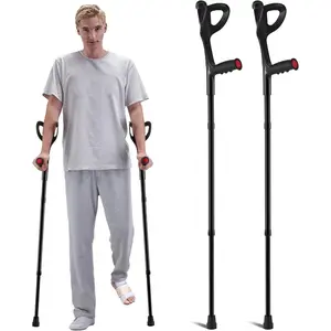 VEVOR Forearm Crutches for Adults, Folding Walking Forearm Crutches with 10-Level Adjustable Height, Lightweight Aluminum Medical Crutches with Open Cuff for Leg Injury Surgery Disabled, 1 Pair 350LBSVEVOR Super Brand Day