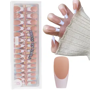 150pcs French Manicure Set, Three Colors, Classic Square Shape, Suitable for Gel and Daily Use, Nail Art Accessories, Nail Kit, Nail Tips