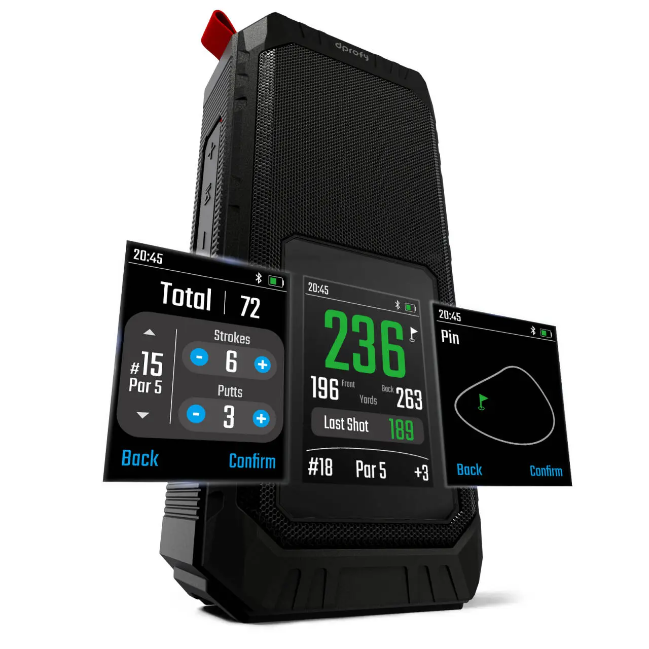 Dprofy V3 PRO Golf Speaker with Built-in GPS Range Finder, GPS Tracking, Magnetic Metal Cart Mount, IPX6 Waterproof, 20W Loud Sound & 2.8" Touchscreen