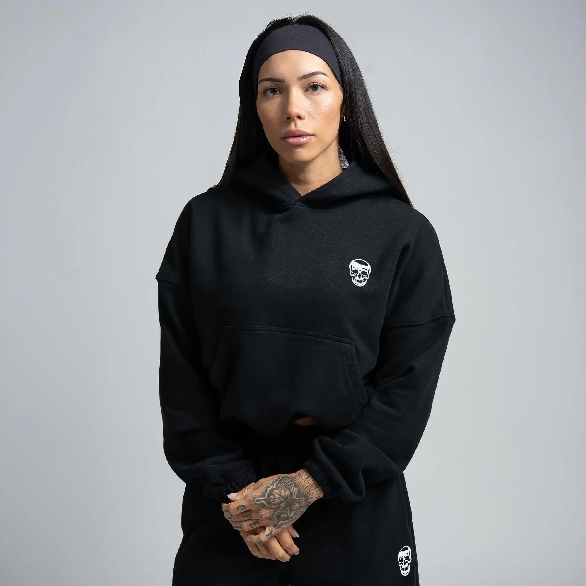 Gymreapers Heavyweight Cropped Hoodie Fitted Long Sleeve TerryTrain Fabric Casual Medium Length Comfort Adjustable Athletic