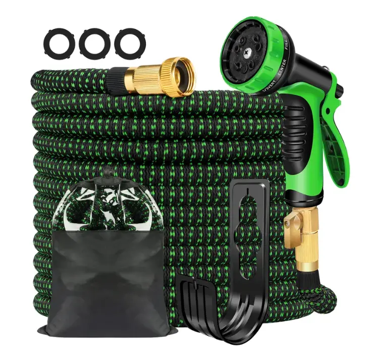 【SummerVibes】100、75、50、25FT Expandable Garden Hose,Heavy Duty Superior Strength,4 -Layer durable collapsible Latex Core,Extra Strong Brass Connectors ,lightweight flexible water hose