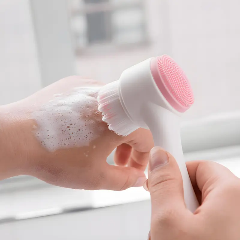 Double-sided Manual Facial Cleansing Brush, Face Wash Scrubber, Facial Cleansing Instrument, Face Cleaning & Massaging Tool with Comfortable Grip, Facial Care Tools, Skin Care Tools, Beauty Tools