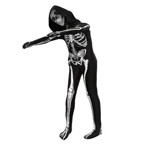 AYJKSEVEN Unisex Jumpsuit for adult - Scary Black and White Halloween Jumpsuit Costume compatible for cos like Skeleton