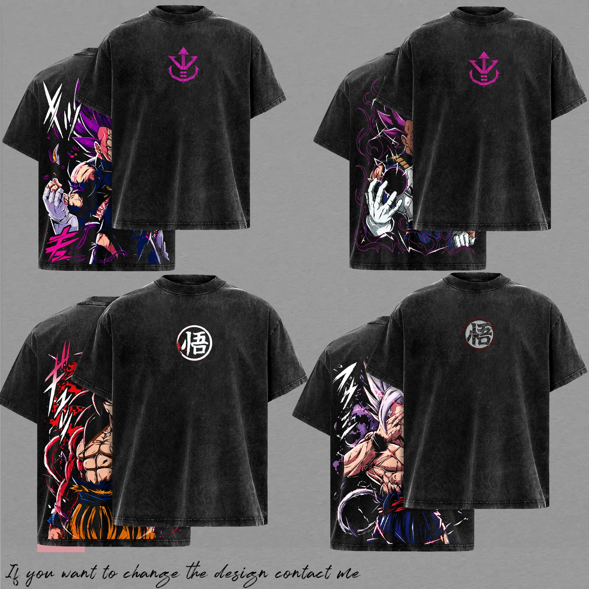 [COLLECTION] Saiyan Prince X KKROT - DBZ Vintage Washed Heavy Cotton Oversized Gym Shirt Anime Graphic Tee Workout Streetwear Merch