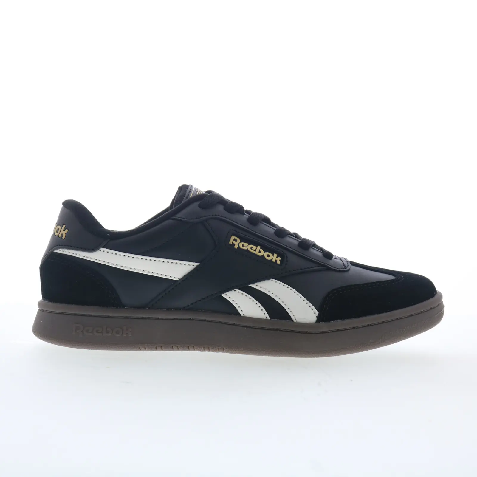Reebok Forte Lounger Mens Black Leather Lace Up Lifestyle Sneakers Shoes