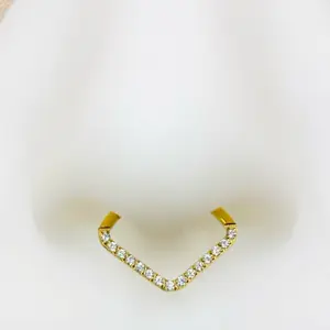 Titanium Septum Ring, Clear Cz Gem Gold Septum Nose Piercing Clicker Ring Hoop Jewelry